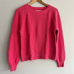 LOFT Textured Knit Sweater in Vibrant Pink Medium